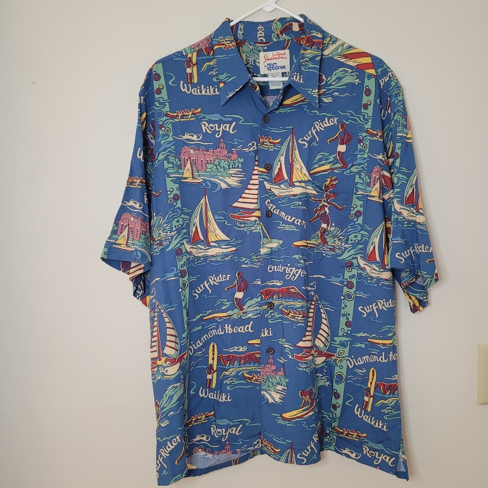 Alfred Shaheen By Reyn Spooner Mens XL Hawaiian Shirt Surf Board sailboat RARE